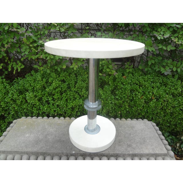 French Modern Chrome and Parchment Table For Sale - Image 11 of 11