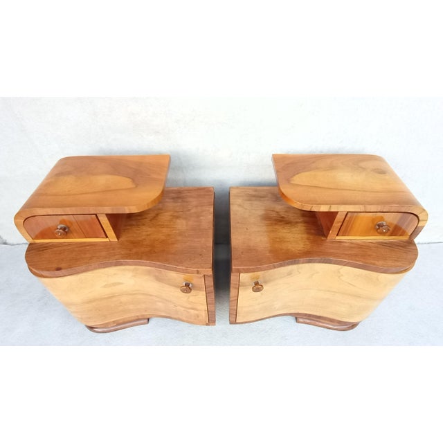 1940s Art Deco Bedside Tables by Jindřich Halabala for Up Závody, 1940s, Set of 2 For Sale - Image 5 of 17