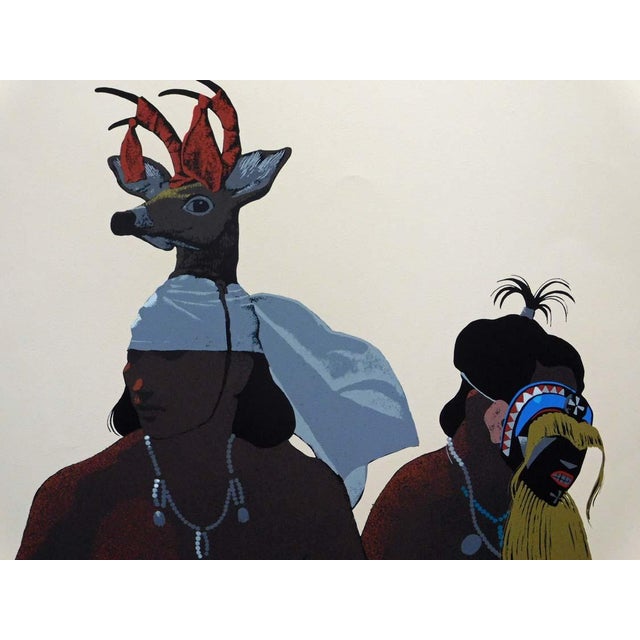 1980s 1980s Louis De Mayo "The Yaqui Deer Dancer" Hand Signed Serigraph Art Print Unframed For Sale - Image 5 of 8