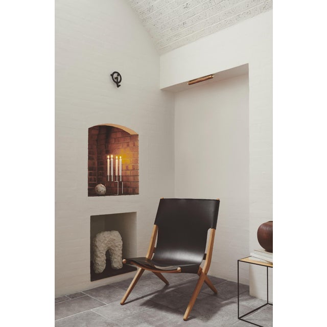 Set of Natural Oiled Oak and Black Leather Saxe Chairs by Lassen For Sale - Image 11 of 16