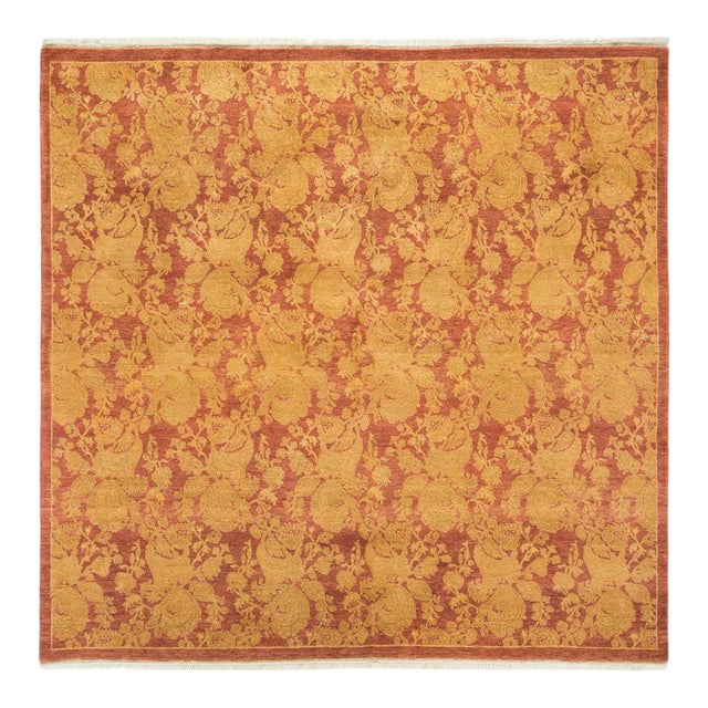 Mogul Collection Hand-Knotted Area Rug - Pink 4' 7" x 4' 9" For Sale