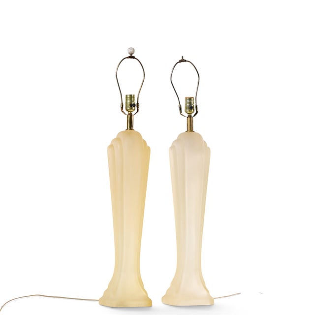 Paolo Gucci Mid Century Frosted Resin Table Lamps - Pair Each lamp measures: 6 wide x 5.5 deep x 34.25 inches high...
