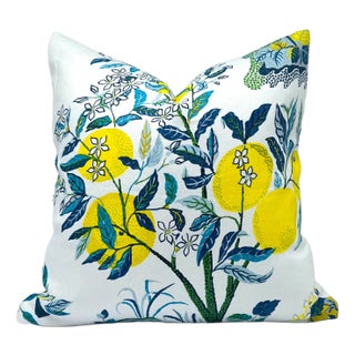 Schumacher Citrus Garden in Pool Lemons Throw Pillow Cover For Sale