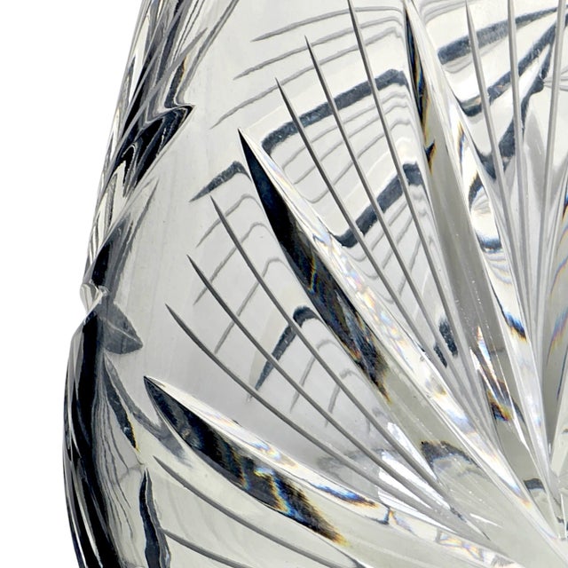 German Handcut Lead Crystal Giant Snifter Glass With Pinwheel Pattern, 9" Vintage Centerpiece For Sale In San Francisco - Image 6 of 9