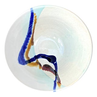 Handcrafted Abstract Glazed Ceramic Bowl For Sale