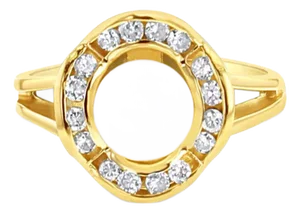 Flower Shaped Pearl Diamond Ring .37cttw 14k Yellow Gold, Size 4