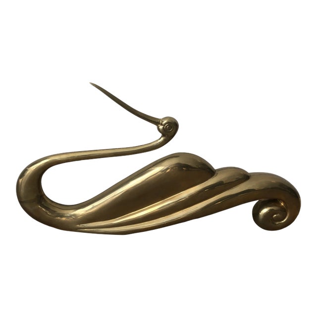 1980s Modernist Brass Swan Sculpture by Dolbi Cashier For Sale