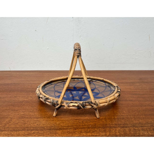 Mid-Century Modern Rattan and Glass Bowl, 1960s For Sale - Image 12 of 18