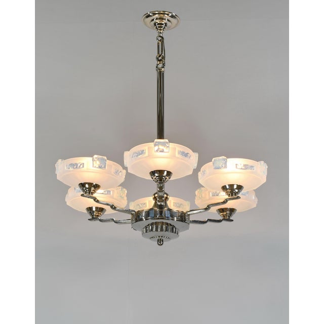 1930s French Art Deco Chandelier by J. Gauthier Ezan & H. Renon 1930s France - 2 Available For Sale - Image 5 of 15