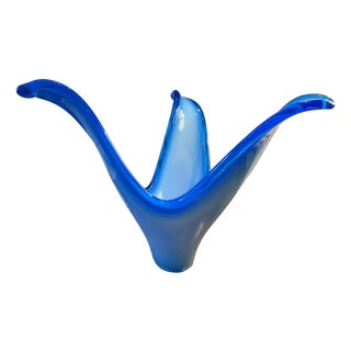 Large Blue Glass Vase, Spain, 1960s For Sale