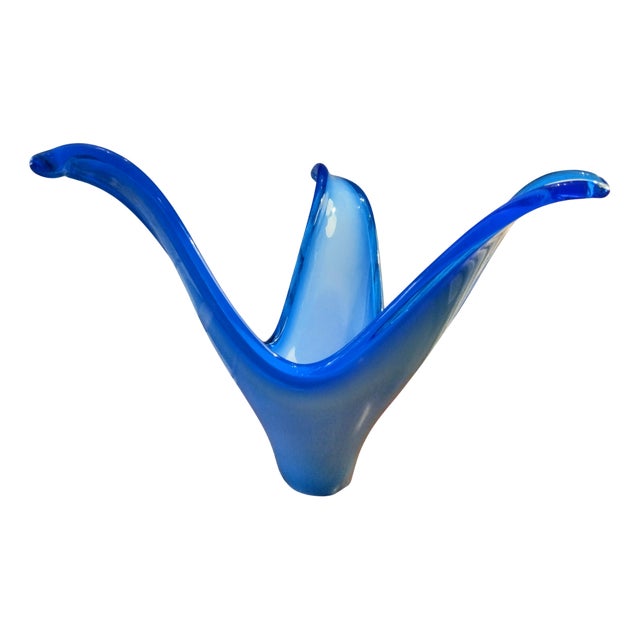 Large Blue Glass Vase, Spain, 1960s For Sale