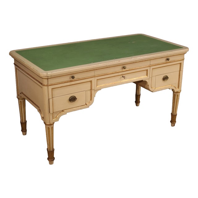 20th Century Italian Lacquered and Gilded Writing Desk, 1930s For Sale
