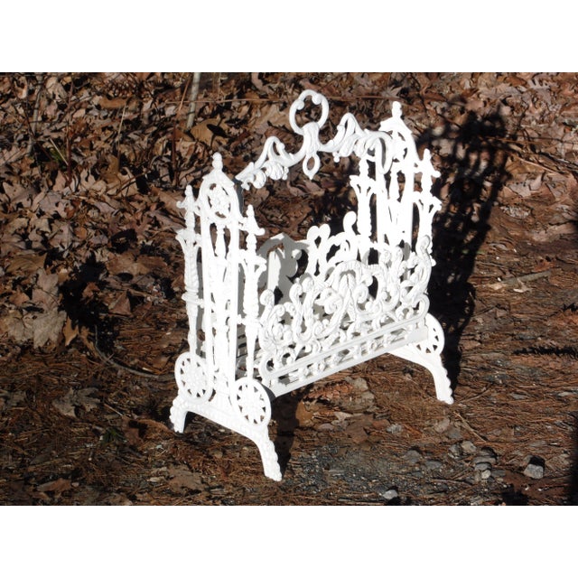 Antique Victorian Cast Iron Magazine Rack Vintage Sheet Music Stand For Sale - Image 11 of 12