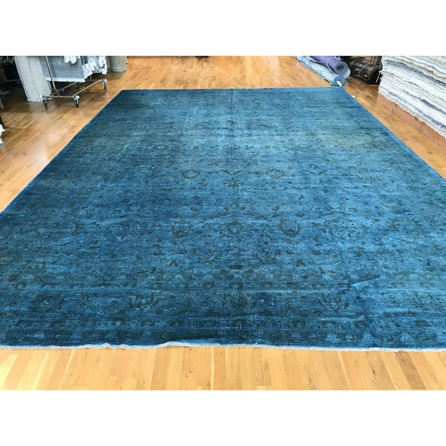 Turquoise Silky Wool Overdyed Rug 11′8″ × 16′2″ Chairish