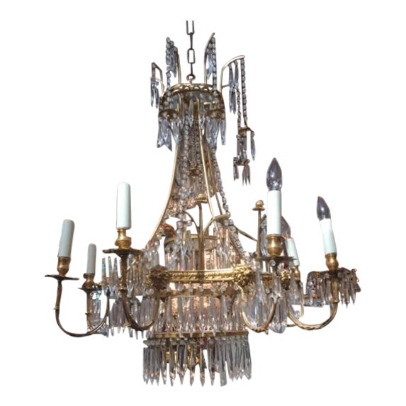 Vintage Neo-Classic Brass Dore Chandalier For Sale