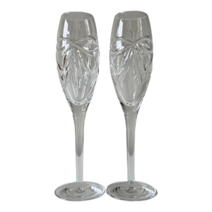 Late 20th Century Pair of Waterford Crystal Bow Pattern Flutes