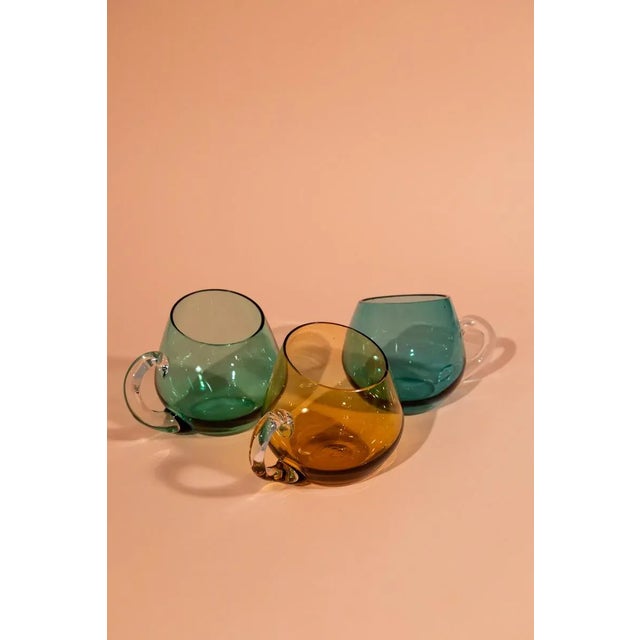 Vintage Set of 3 Multicolour Glass Cups For Sale - Image 4 of 10