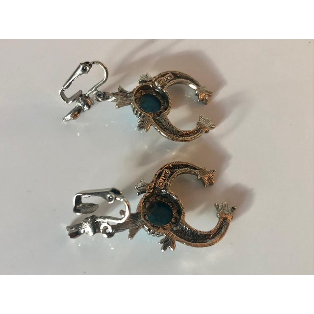 Rustic 1950s Arthur Pepper (Art) Turquoise Silver Squash Blossom Earrings, a Pair For Sale - Image 3 of 7