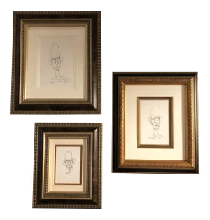 Gallery Wall Collection-3 Original Giacometti Style Ink Portrait Drawings by Cody Orrell Framed- Set of 3