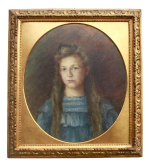 South German Artist, Portrait of a Girl, 1890s, Oil on Cardboard, Framed