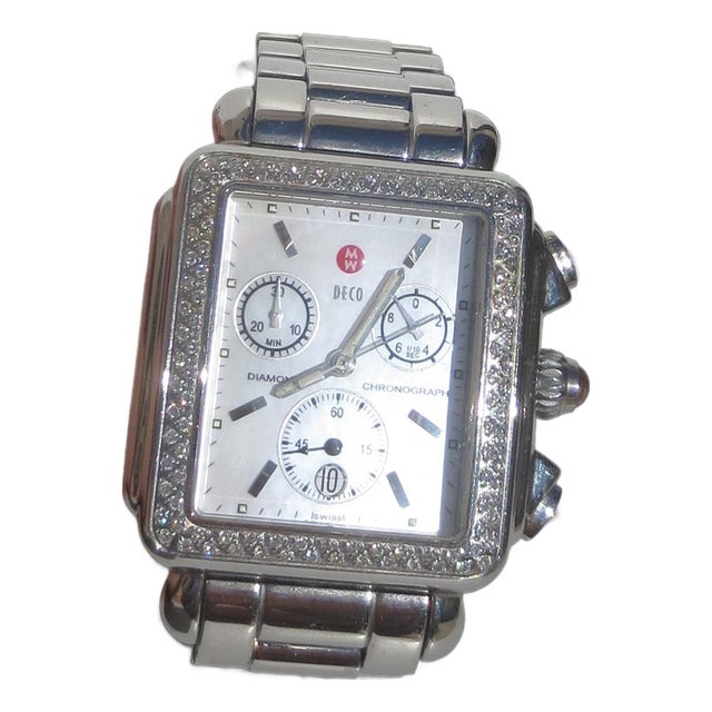 Michele Deco Diamond Bezel Mother of Pearl Dial Watch For Sale