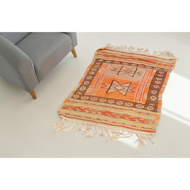 1960s Earthy Orange, Brown & Tan Flatweave Kilim For Sale - Image 6 of 10