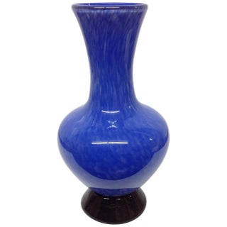 Cobalt Japanese Cased Glass Vase For Sale