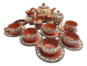 Mid-Century Bulgarian Ceramic Coffee Set, 1960s, Set of 18