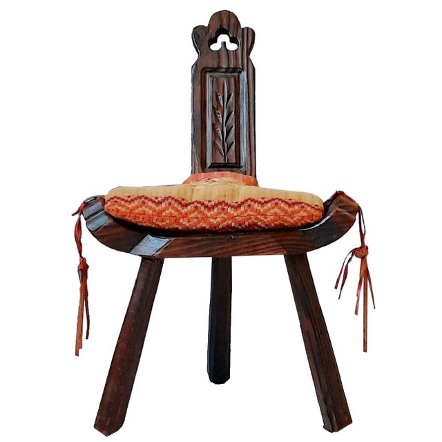 Spanish Wooden Stool, 1960s For Sale