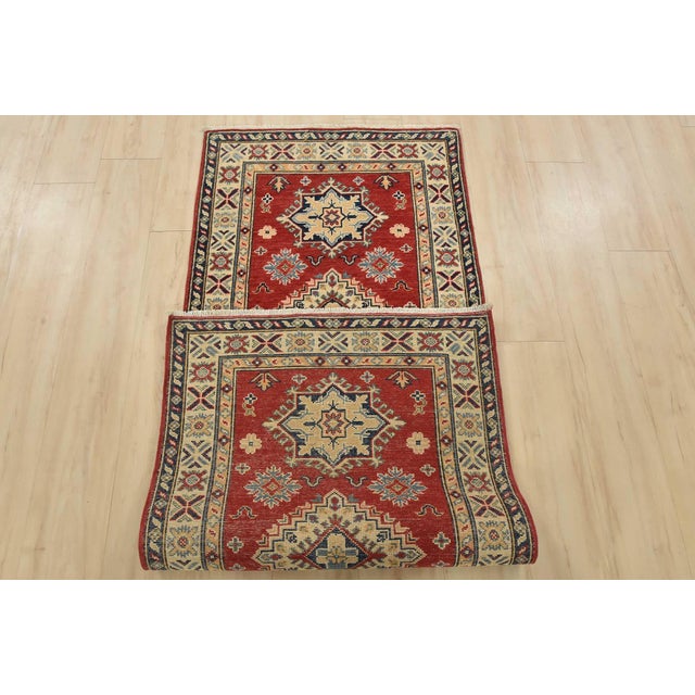 Kazak Runner 2’7” X 6’6” Red Wool Tribal Hand-Knotted Oriental Rug For Sale - Image 11 of 12