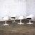 Metal Mid-20th Century Mid Century Modern Burke Tulip Swivel No 116 Armchairs White Shell Black Cushions Set of 4 For Sale - Image 7 of 18
