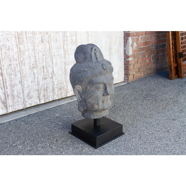 Original Carved Stone Buddha Head For Sale In Los Angeles - Image 6 of 9