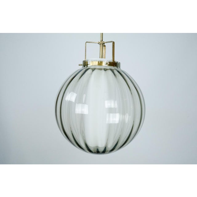 Mid-Century Smoked Murano Glass Pendant with Opaline Diffuser, Italy, 1950s For Sale - Image 4 of 13