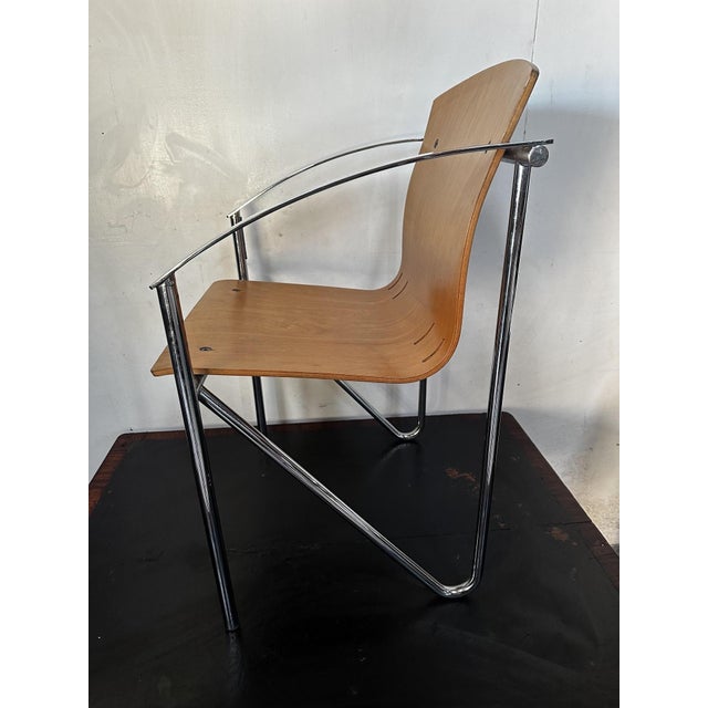 Vintage Chrome and Beech Dining Chair in Bentwood, 1990s For Sale - Image 14 of 17