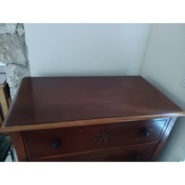 1960s Vintage British Colonial Style Wood Chest 4 Drawer Dark Tone For Sale - Image 13 of 18