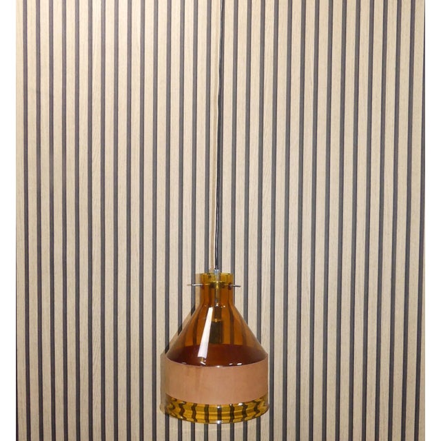 Glass Hanging Lamp with Leather from J.T. Kalmar, 1970s For Sale - Image 6 of 8