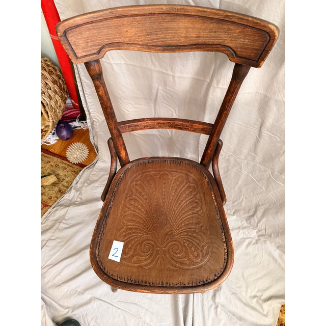 Wood Vintage 1930s Thonet Bentwood Bistro Chairs - Set of Four For Sale - Image 7 of 17