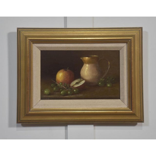 Fruit and Jug, 1920s, Ceramic & Linen, Framed For Sale - Image 6 of 6