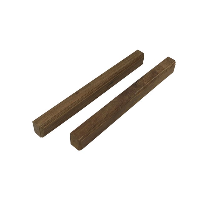 Chinese Pair Natural Wood Grain Patina Rectangular Paperweights For Sale - Image 4 of 5