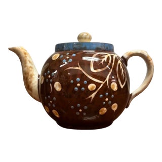 Vintage Arthur Wood Hand-Painted Brown Floral Teapot, Made in England For Sale
