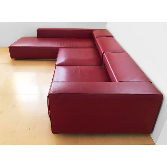 B&b Italia 'Andy' Red Leather Adjustable Sectional, Vintage Early 2000's For Sale In Los Angeles - Image 6 of 13