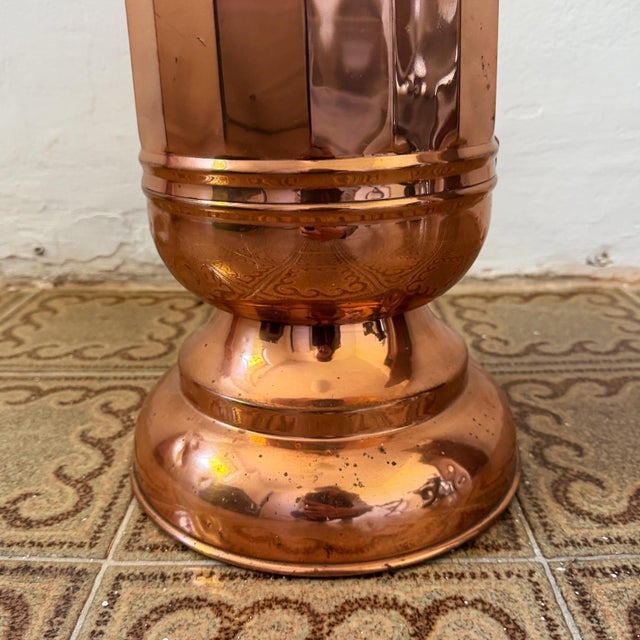 Vintage Copper Umbrella Stand with Lion Handles, 1950s For Sale - Image 4 of 10