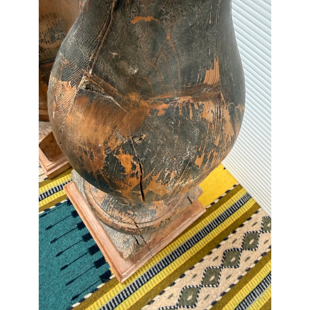 Wood Refurbished Wooden Baluster Table Lamps, Pair For Sale - Image 7 of 13
