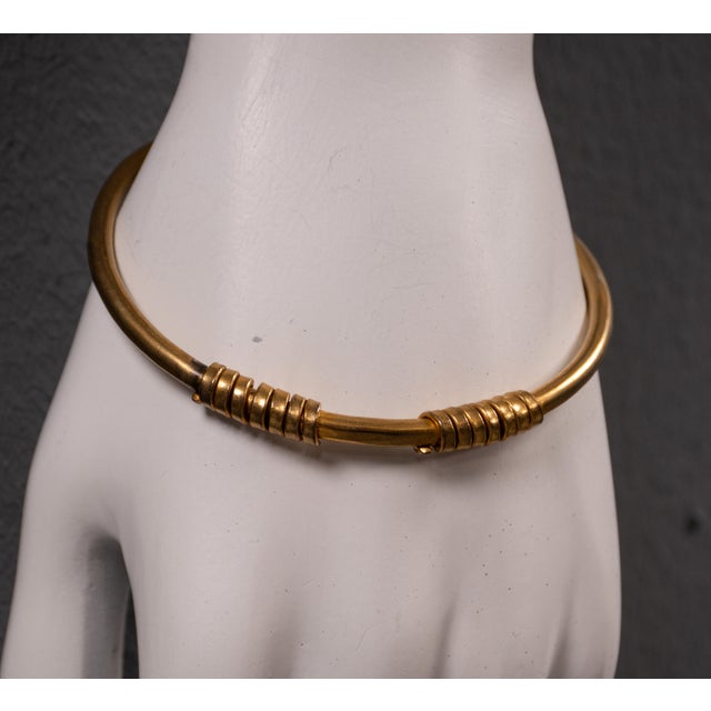 Brass Cuff Bracelet with Circles, 1980s For Sale - Image 5 of 7