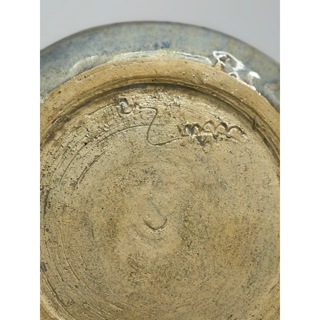 Contemporary Vintage Studio Pottery Drip Glaze Plate Signed Hand Thrown Cobalt Blue For Sale - Image 3 of 7