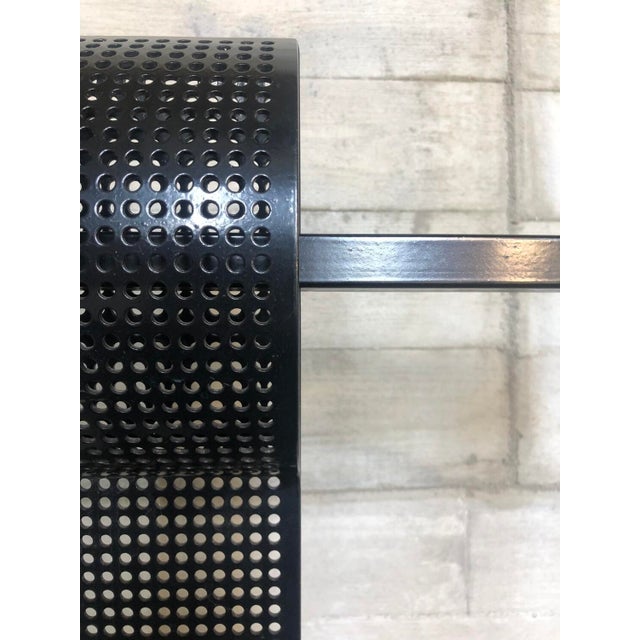 Vintage Sculptural Occasional Chair in Black Steel and Perforated Metal, 1980s For Sale - Image 4 of 12