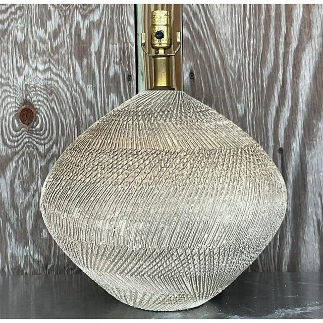 Vintage Scored Ceramic Table Lamp For Sale - Image 10 of 12