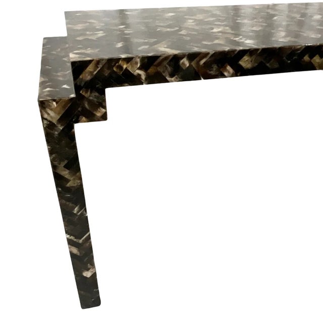Jimeco ltda 1970s Tessellated Horn Console Table With Matching Mirror - Set of 2 For Sale - Image 4 of 13