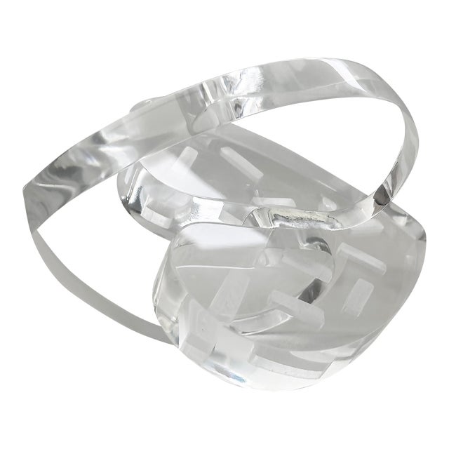 Interlocking Hearts Clear Lucite "Love Sculpture" by Artist Michael Gitter For Sale