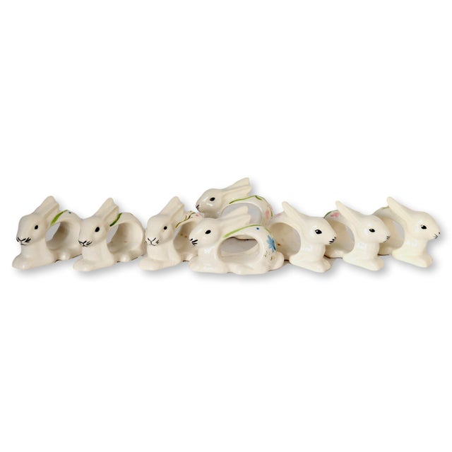 Ceramic Bunny Napkin Rings, Set of 8 Chairish